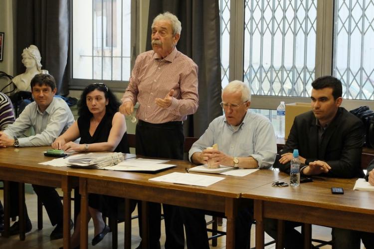 Pierre Meffre, Conseiller Régioanl, Nelly Brunetti, Georges Boulard, Jean-Noël Meville Blanche, trésorier, Jean-François Périlhou, maire 