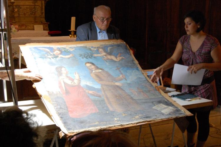 La restauration du tableau, confiée à Sévrine Padiolleau, a permis de retrouver la couche d’origine du XVIIe siècle