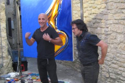 Le peintre performer Di Ricordi et le sculpteur Eichenberger