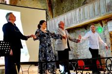 De gauche à droite, Jean-Michel Louchart, Yoko Tadekeuchi, Jean-Claude Menou, et Thierry-Alexandre Tastet.
