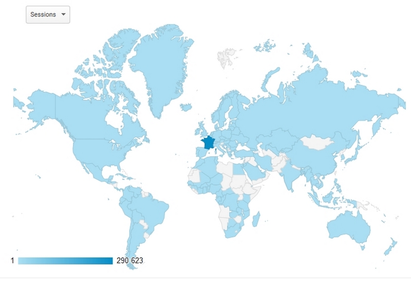 Zone géographique selon Google Analytics Zone géographique selon Google Analytics